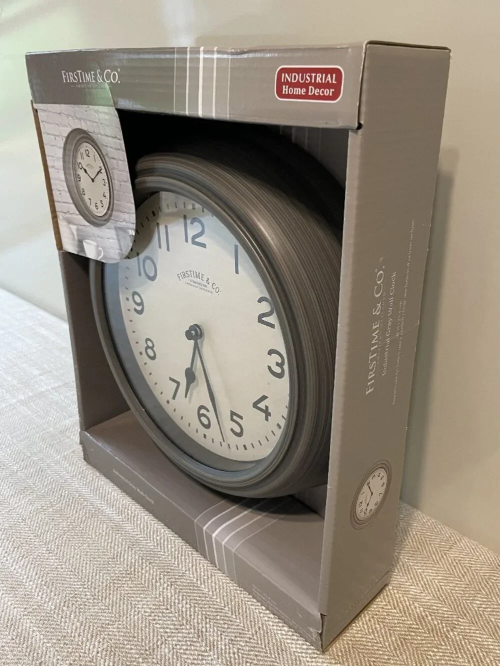 NEW FirstTime & Co. 10-in Industrial Gray Quartz Wall Clock #40233, time decor
